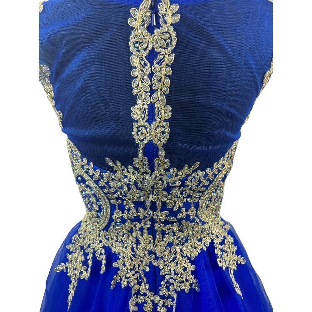 Let's Royal Blue & Gold Long Dress - Picture 6 of 12